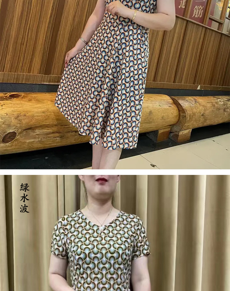 连衣裙夏季中老年妈妈50岁到60岁时尚宽松遮肚子显瘦大码中长裙子详情17