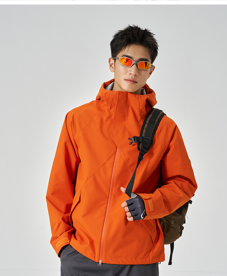春秋冲锋衣连帽高领磁吸扣防水透气抽绳男女款户外休闲服直播爆款详情34