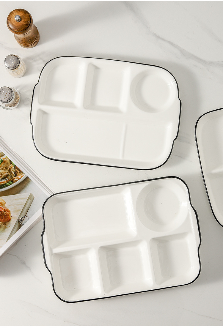 简约陶瓷分隔餐盘创意家用儿童早餐盘大人减脂定量分格餐盘水果盘详情8