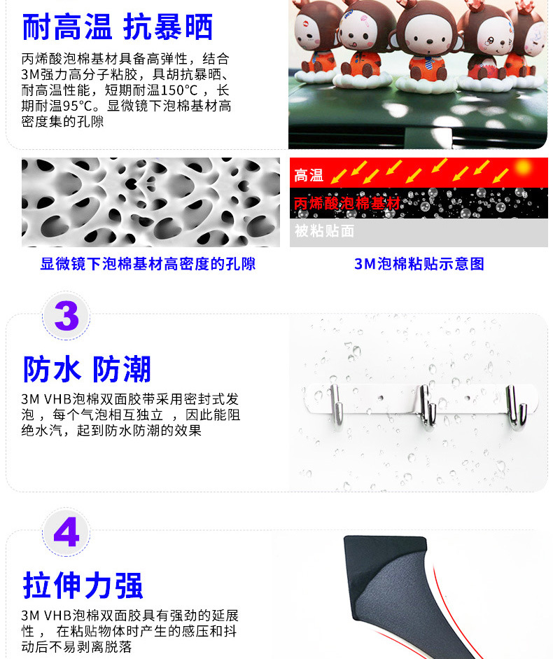 3m双面胶 5952泡棉双面胶车标耐高温高粘无痕胶片模切圆形 3m背胶详情17