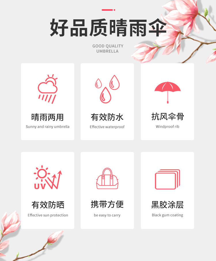 Umbrella, heart-shaped crown, all-weather umbrella, automatic eight-bone gilded feather, sunshade, UV protection, folding black plastic umbrella pic 2