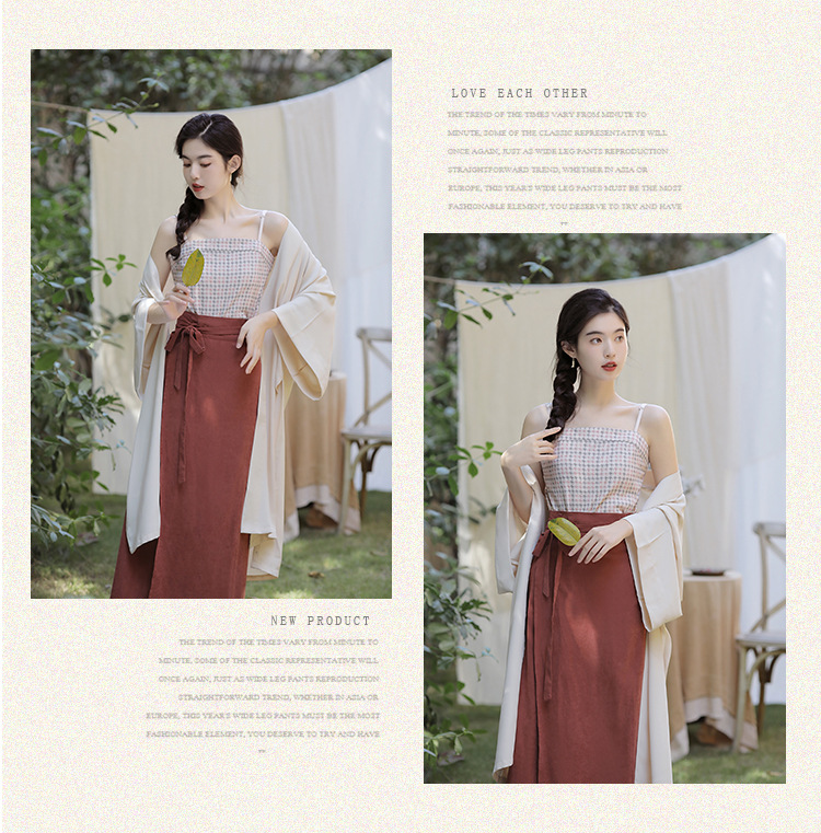 The new spring and summer Hanfu Song Dynasty dress is versatile and slimming. The improved Song Dynasty style halter three-piece set by Changgan Temple for women pic 45