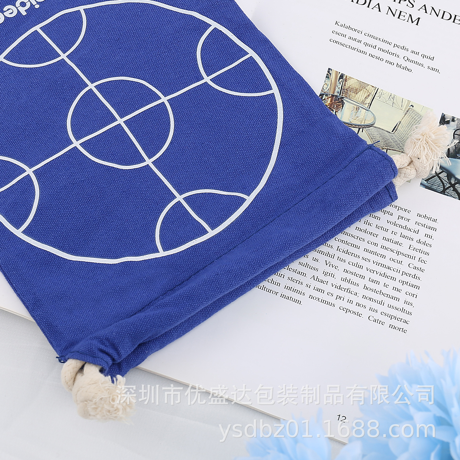 Wholesale all-cotton drawstring bags, high-end InS-style gift packaging canvas bags, printed polyester-cotton dust-proof drawstring bags pic 10
