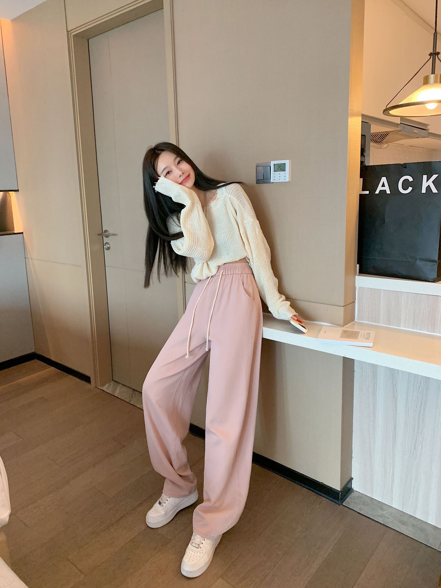 纯棉休闲裤女夏秋新款复古宽松百搭显瘦松紧腰九分裤时尚哈伦裤子详情17