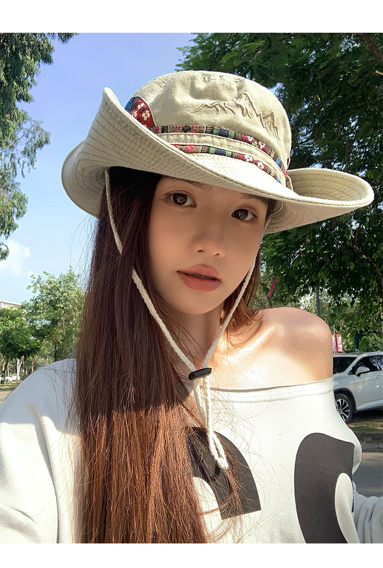 西部旅游牛仔帽女夏季户外大帽檐渔夫帽显脸小防晒帽遮阳登山帽子详情8