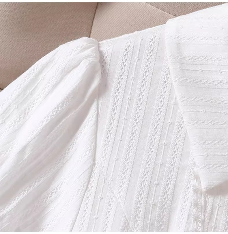 新中式白色泡泡袖衬衫连衣裙子女夏季法式气质小个子收腰甜美短裙详情8