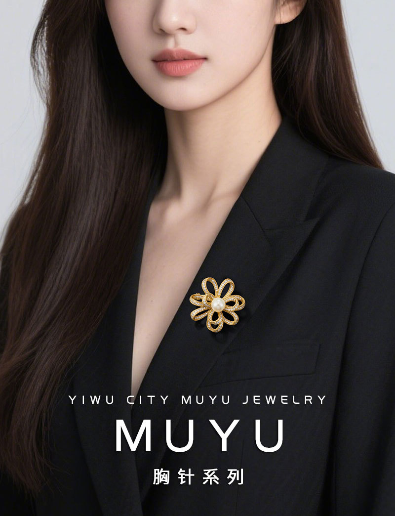 The elegant gift is a fine selection of light luxury, slightly studded with zirconium flower grey pearl brooch, a high-end and versatile clothing accessory, a pin and a brooch flower pic 9