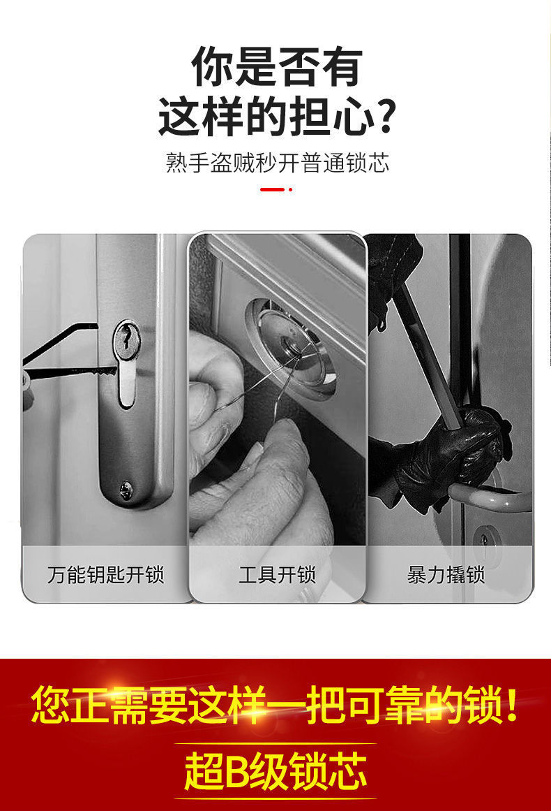 Old-style exterior door lock, anti-theft door lock, wooden door, iron door lock, dormitory pure copper lock core, lock core, universal type pic 2