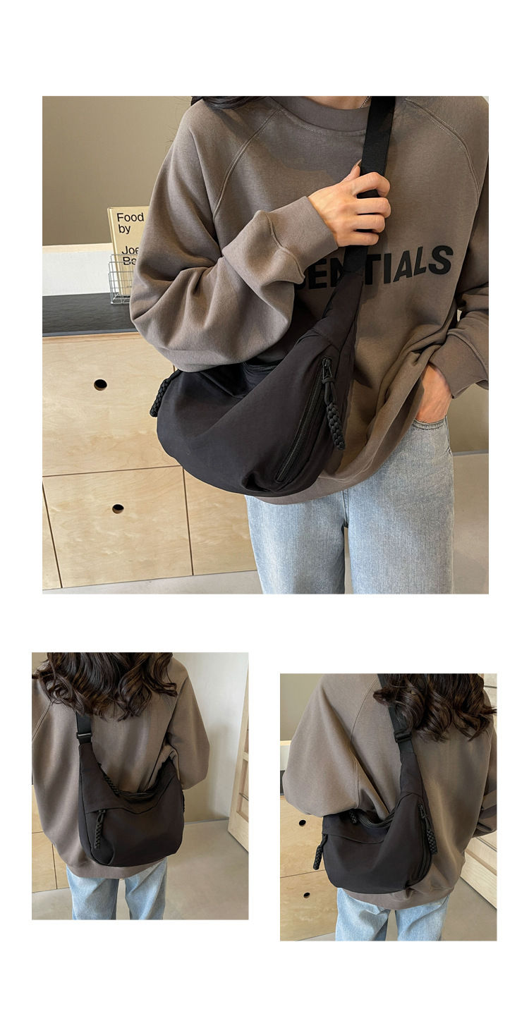 时尚布包女学生上课挎包尼龙布斜挎包大容量单肩包日系出游饺子包详情22