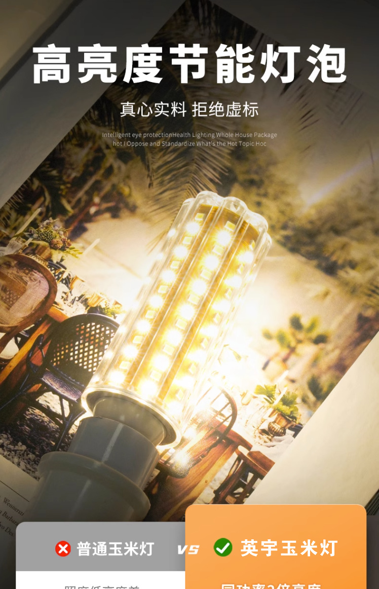 led灯泡玉米灯e27e14大小螺口超亮家用节能吊灯三色变光智能照明详情1