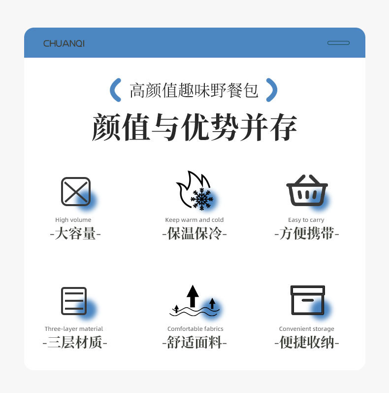 亚马逊户外保温冰包户外野餐包手提EVA露营午餐袋学生便当包现货详情12