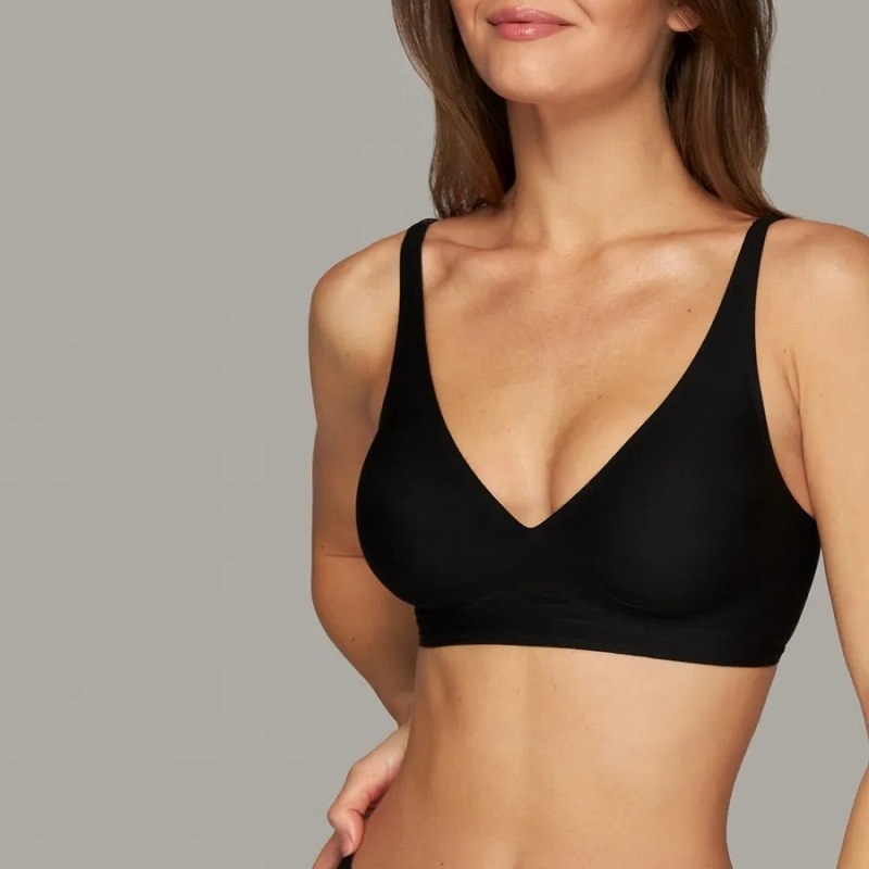 跨境无痕内衣女V领大码薄款无钢圈胸垫舒适支撑柔软文胸详情8