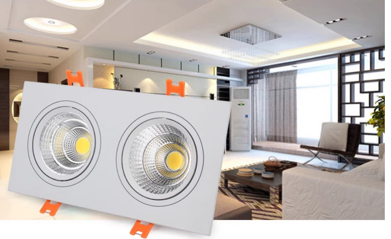 cob square spotlights, grille lights, led bold lights, ceiling lights, single-head, double-head, triple-head downlights, shopping malls, exhibition halls, living rooms pic 9