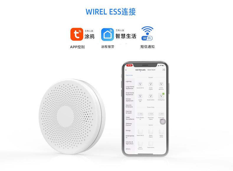 涂鸦WiFi烟雾与一氧化碳,复合型报警器探测器CO&smoke 二合一报警详情11