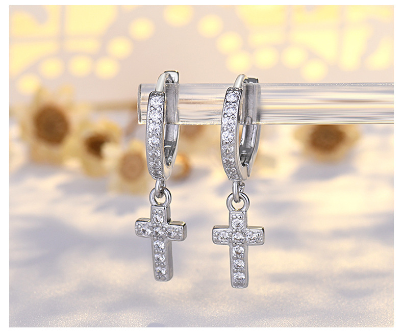 KIMOJ新款耳饰KIMOJ新款耳饰跨境热卖十字架锆石耳扣男女个性耳钉街头耳环新潮款嘻哈说唱配饰详情10