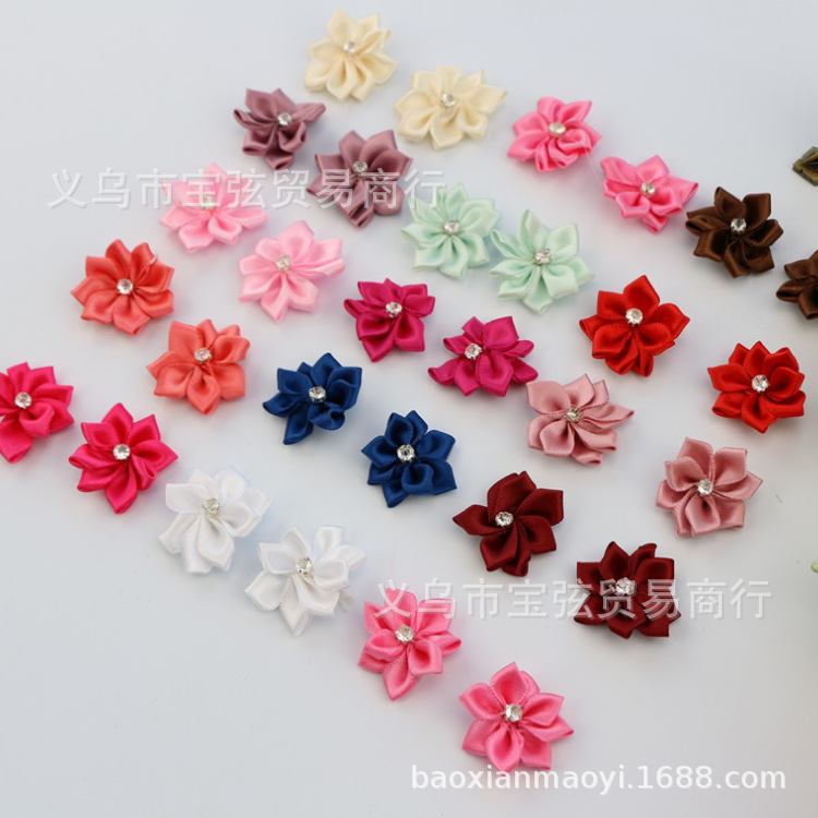 3CM DIY headwear with diamond-encrusted rose flowers, handcrafted fabric with diamond-encrusted 9-cornered small flowers, clothing accessories, ornaments and accessories pic 11