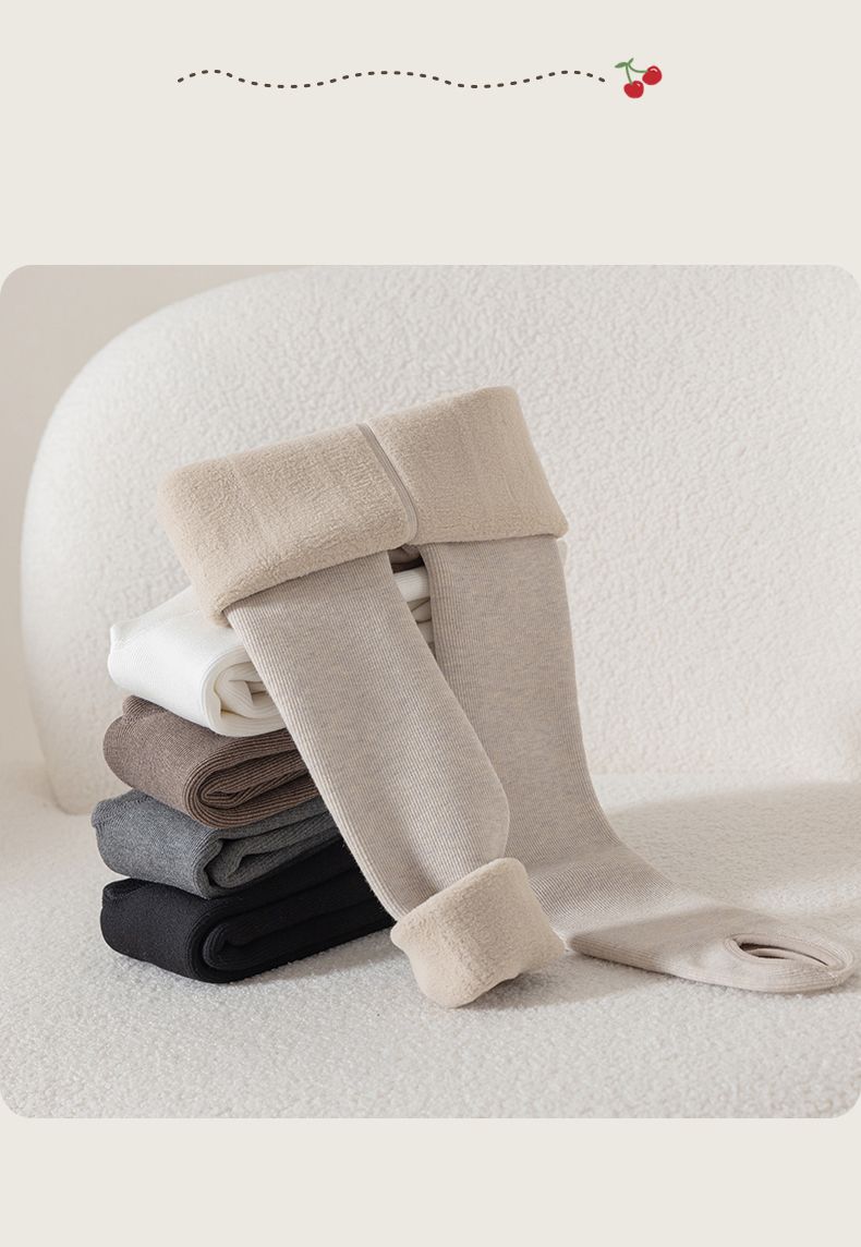 女童打底裤秋冬加绒加厚儿童保暖裤 竖条纹一体绒九分连裤袜批发详情16