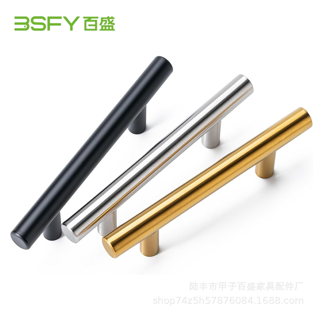 Stainless steel handles, cabinets, wardrobes, door handles, hollow handles, drawers, golden T-shaped single-hole small handles, T-shaped pic 2