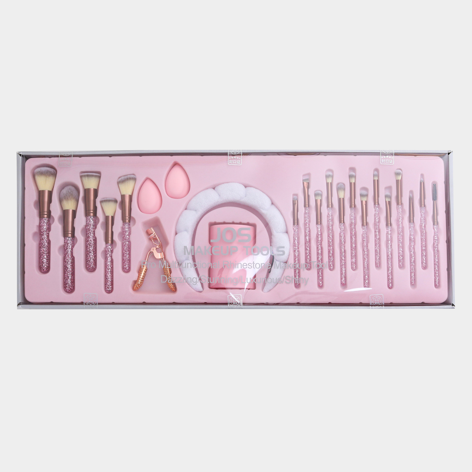 New 18-piece crystal powder-filled makeup brushes, diamond hair bands, eyelash clips, and a set of multi-functional makeup tools are available for wholesale pic 10