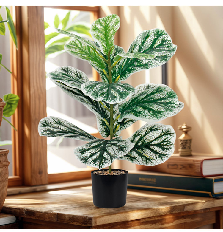 Simulated green plants, magnolia branches, black diamond rubber trees, Ficus lyrata, green decoration, garden landscaping, living room table ornaments pic 5