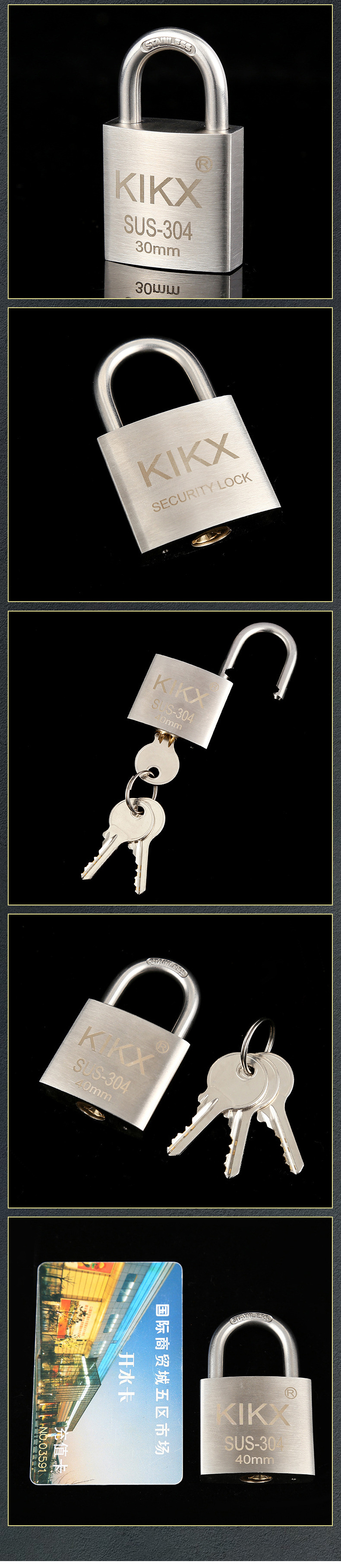 304 stainless steel padlock, copper lock, lock, luggage, zipper, pull cord pic 11