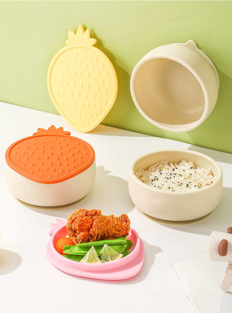 婴儿儿童硅胶餐具食品级辅食碗宝宝吃饭防摔碗带吸盘带盖子硅胶碗详情22