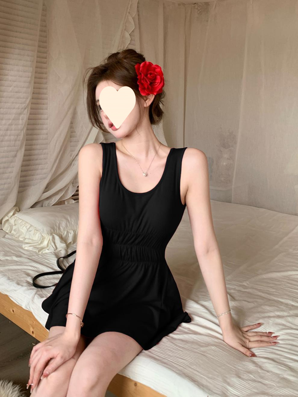 蝴蝶结性感露背法式红色连衣裙女高级感夏收腰显瘦甜辣妹吊带短裙详情17
