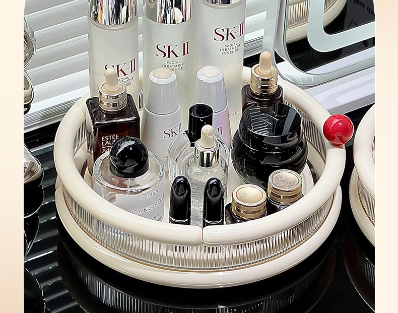 Rotating cosmetics storage box, table skin care product tray, shelf, lipstick, perfume, lotion, dressing table storage plate pic 18