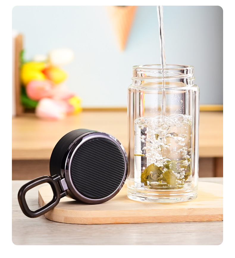 玻璃杯高级感玻璃无铅杯子家用带盖高硼硅双层新款高颜值水杯批发详情26