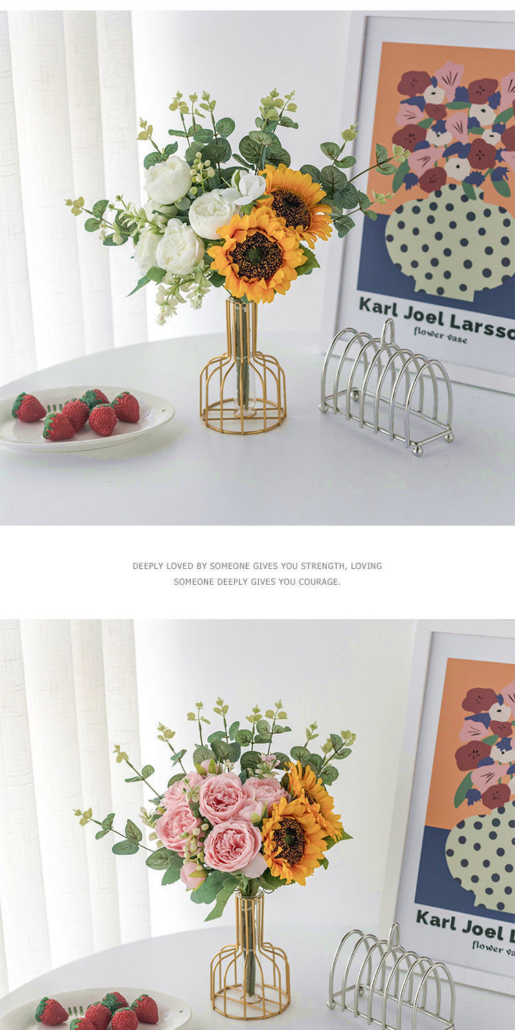 向日葵假花花摆设客厅餐桌面花艺装饰摆件卧室干花束绢花详情16