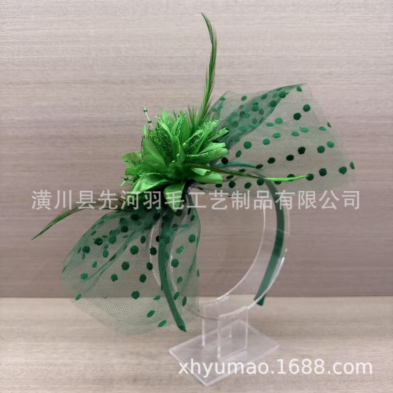 复古风羽毛花朵网纱发箍新娘婚礼礼帽旅拍头饰饰品发饰头纱详情30