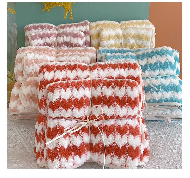 【 Chi Jia 】 Love Towel Set, Coral Fleece Towel, Bath Towel Set, Couple Set, Soft and Absorbent pic 11