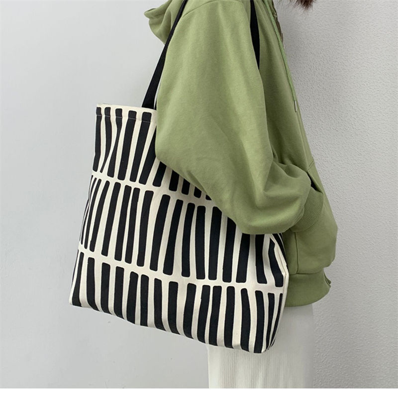 New minimalist design canvas bag for women, single-shoulder, college students, zipper handbag for class, canvas shopping bag in 2025 pic 6