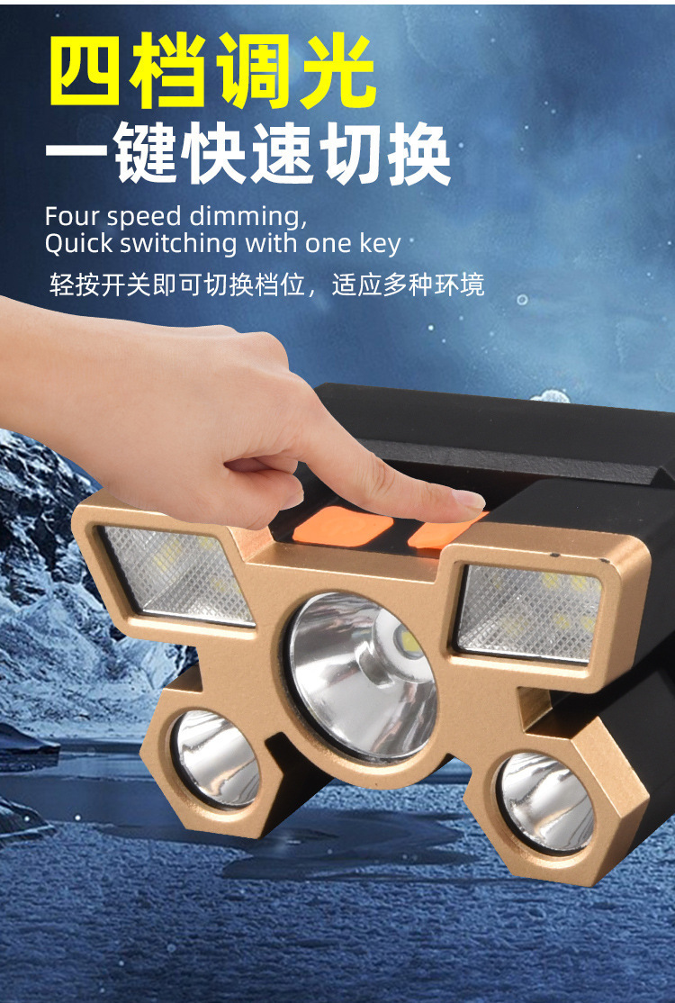 Cross-border exclusive LED strong light head outdoor high-power usb charging head-mounted flashlight waterproof night fishing headlamp pic 3