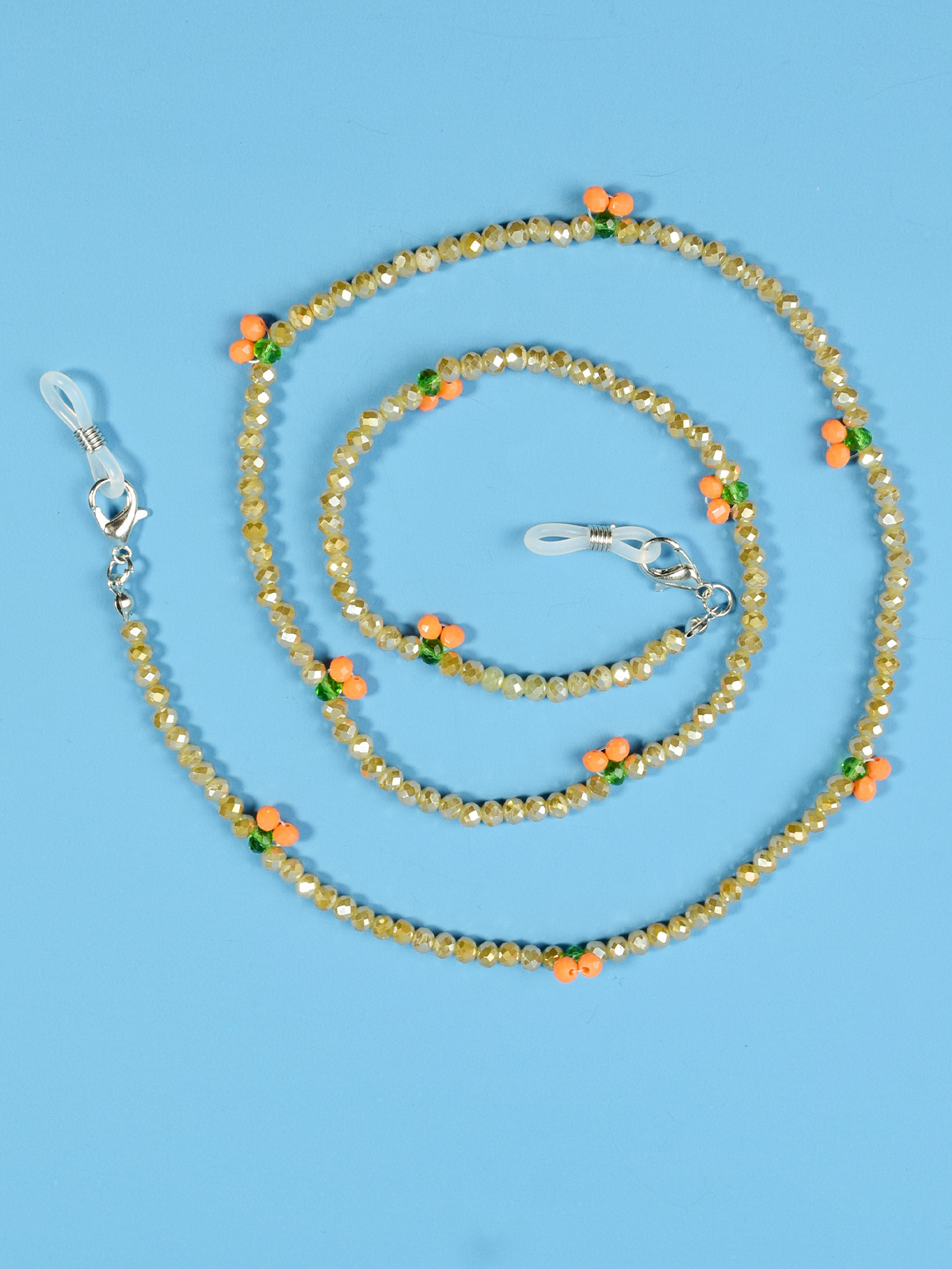 Wholesale of 2022 new style simple and fashionable eyeglass chain accessories, crystal rice bead necklaces pic 10