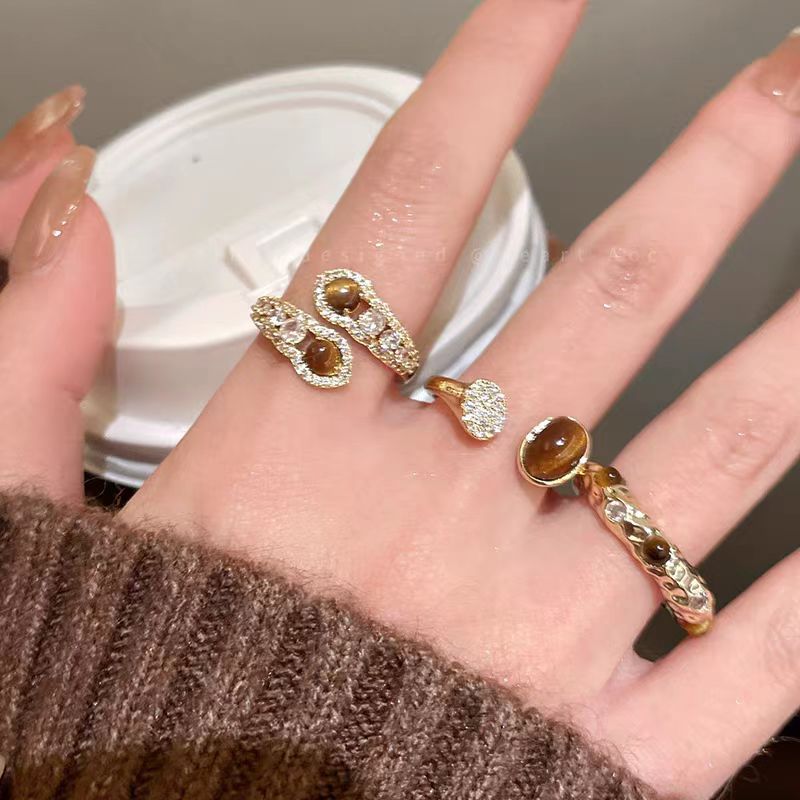 美拉德蛇形虎眼石合金戒指女独特设计感复古高级感轻奢活口食指戒详情4