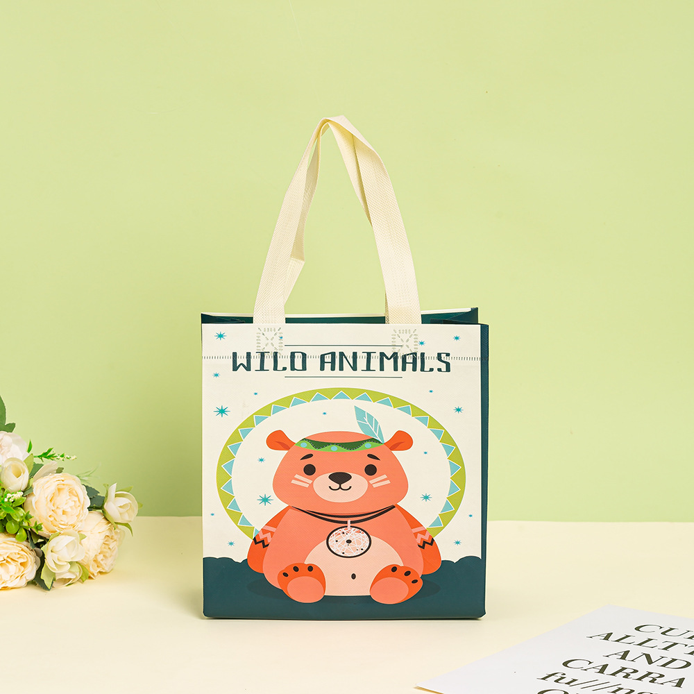 现货批发儿童便携购物袋 可爱卡通覆膜防水无纺布手提袋 伴手礼品袋无纺布袋详情1