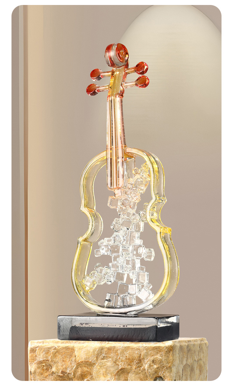 2025 Art violin ornaments, high-end living room floor, light luxury, high-end entrance, TV cabinet, wine cabinet, model room, soft decoration, resin handicrafts, Indian resin handicrafts, ornaments, micro-landscape, shell resin pic 13