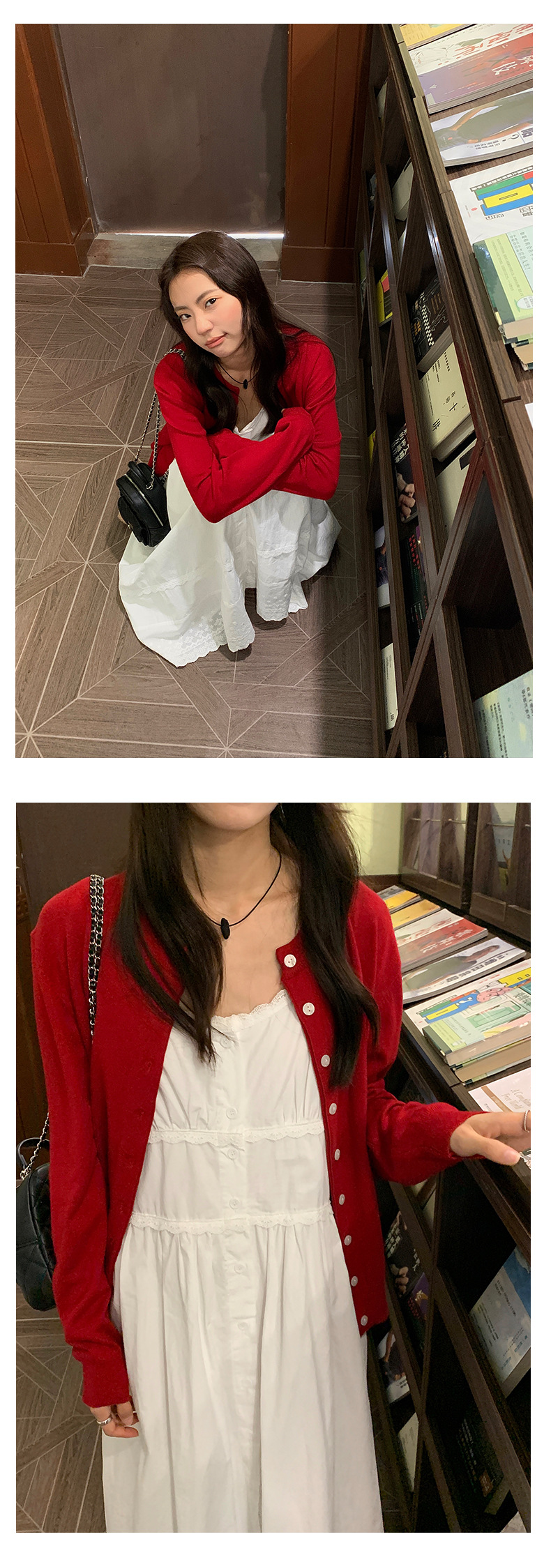 黄峥法式高腰花边吊带连衣裙女2024早秋宽松显瘦无袖长裙143LH576详情24