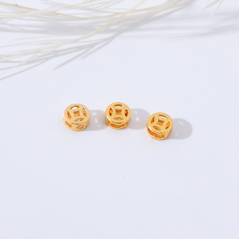 Sand gold hollowed-out copper coins, loose beads, interlocking beads, diy beaded bracelets, necklaces, jewelry materials and accessories manufacturer wholesale pic 6