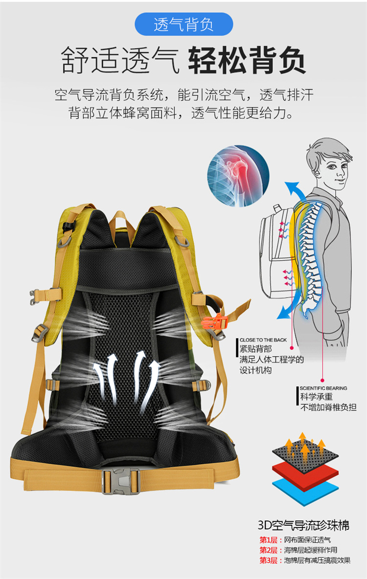 Mochila de montaña al aire libre de gran capacidad nueva mochila deportiva ciclismo senderismo mochila ligera de viaje resistente al desgaste doble espalda pic 20