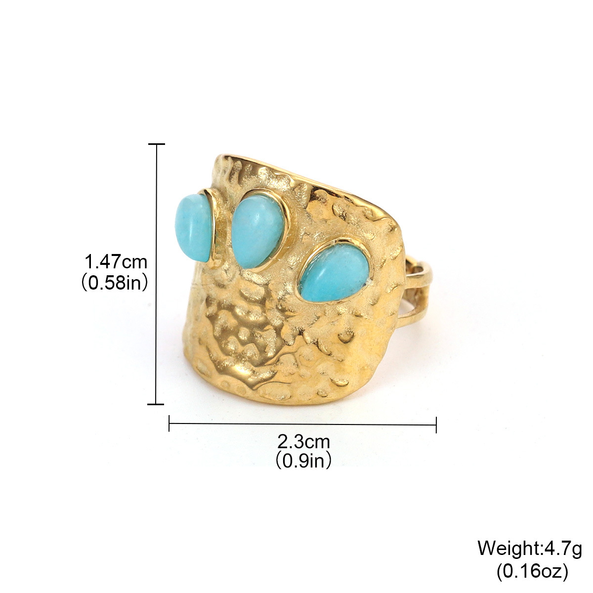 Best-selling stainless steel natural stone rings for women on AliExpress, non-fading titanium steel retro geometric rings for women pic 21