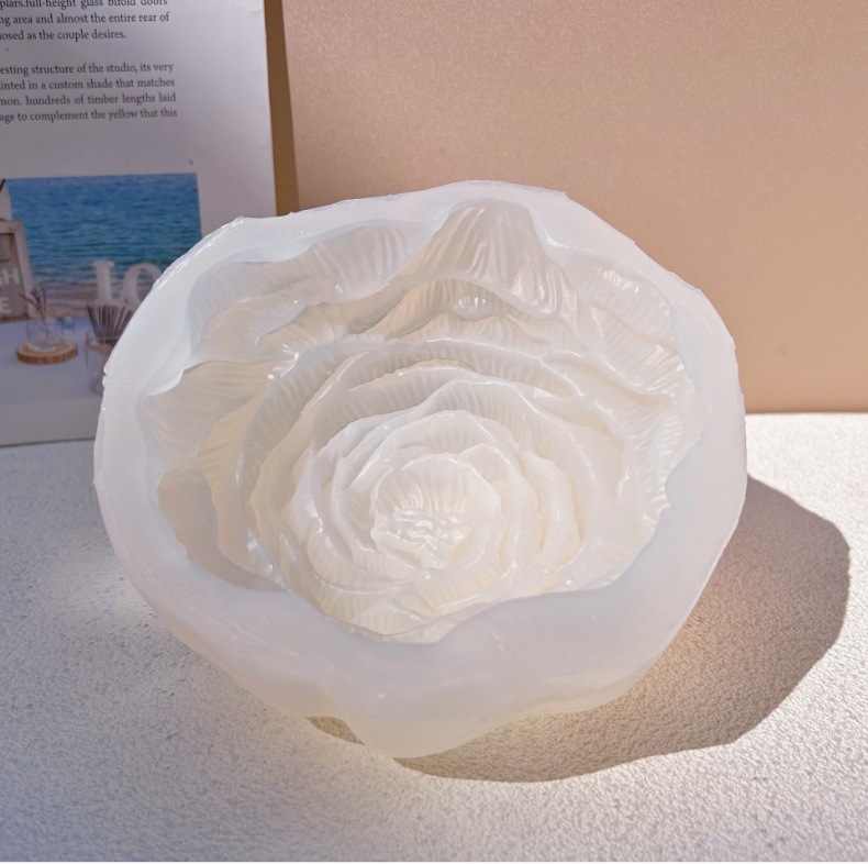 Cross-border bestseller: 15CM large-sized peony flower silicone mold, 3D peony flower candle silicone mold, scented soap pic 1