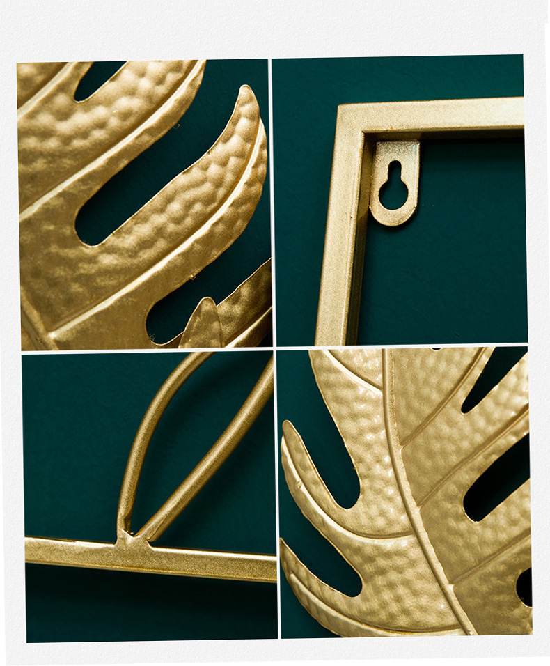 工厂批发现代墙面金属铁艺叶子壁挂电视机沙发背景墙玄关墙壁挂件详情10