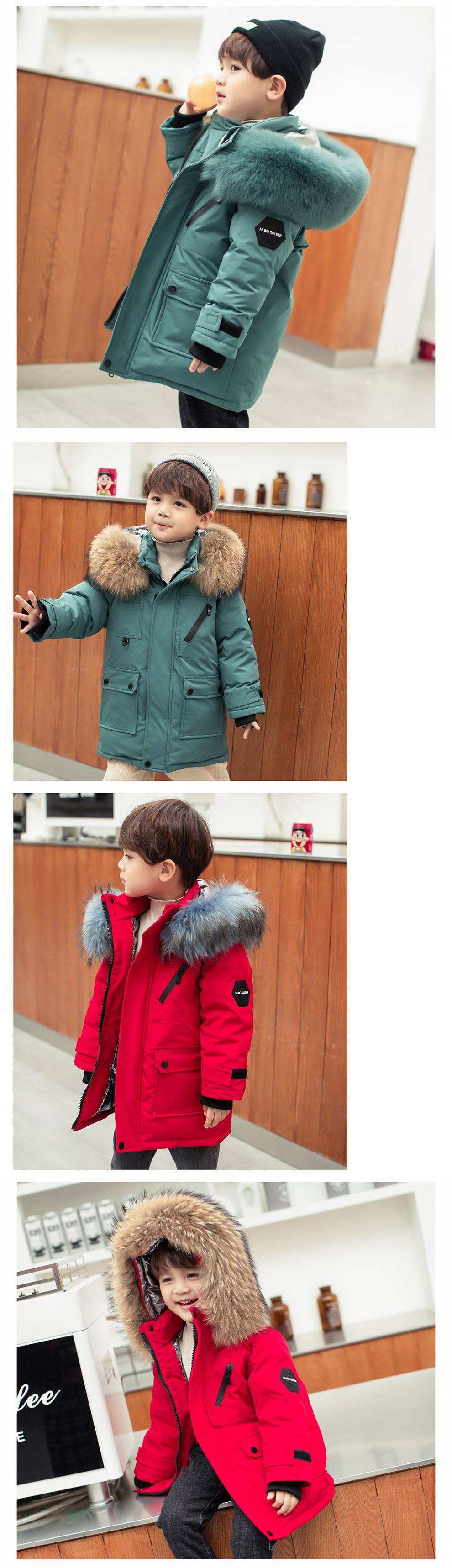 儿童秋装外套儿童羽绒服男童中长款加厚中小童白鸭绒2024新款洋气详情6