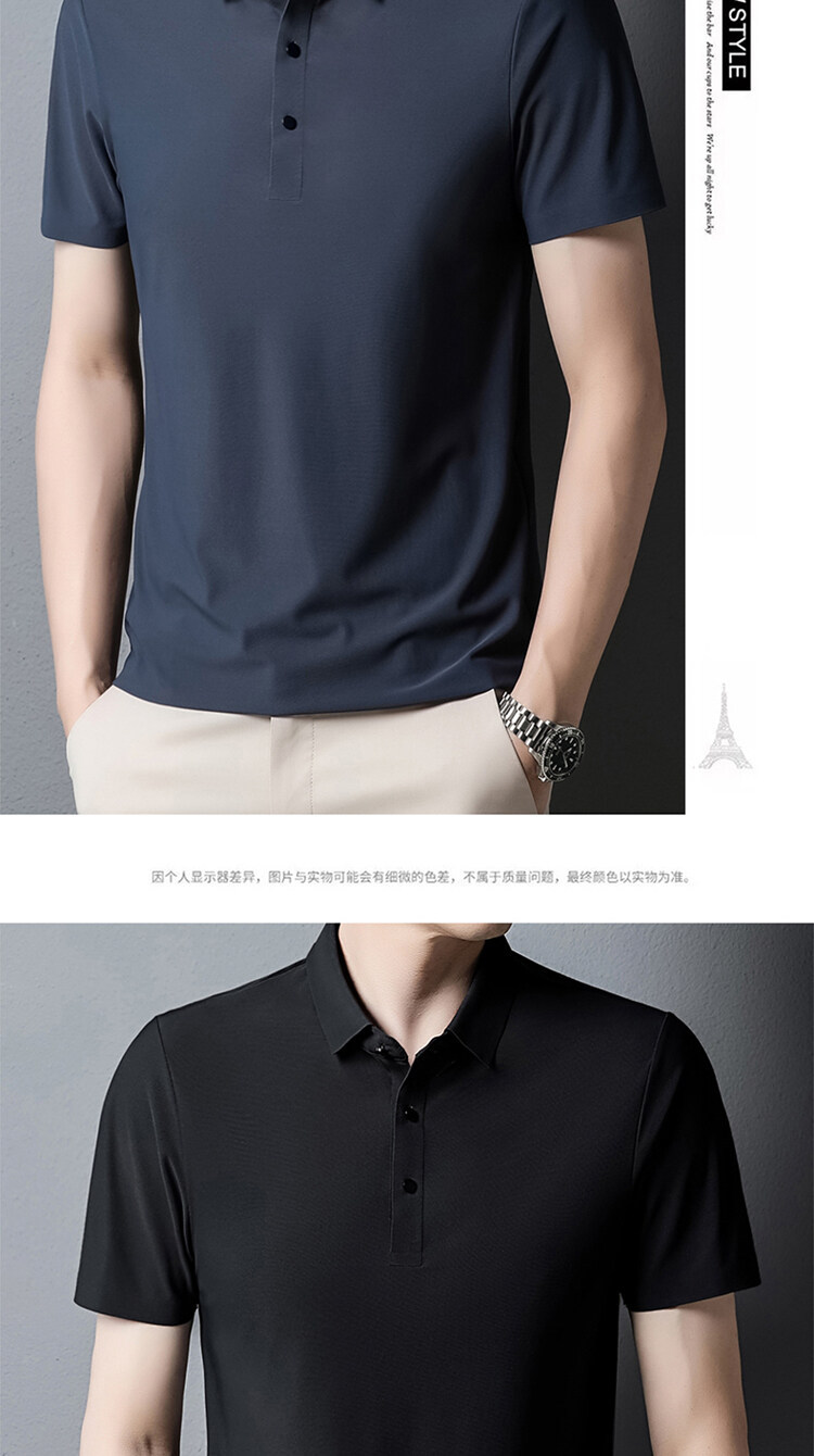 2025 verano sin marcas hielo seda polo hombre premium sense negocios manga corta camiseta hombre polo casual manga corta pic 20