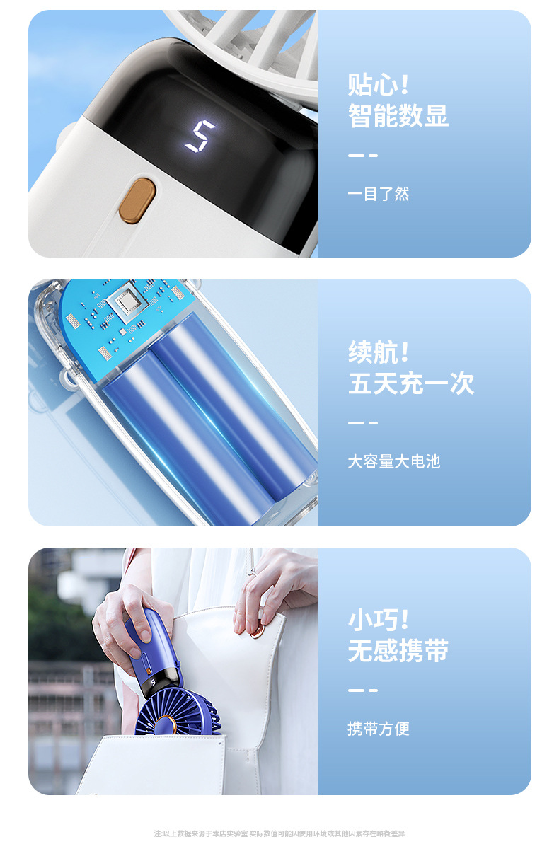 跨境新款手持风扇 usb迷你便携式学生小风扇数显折叠香薰小电风扇详情3