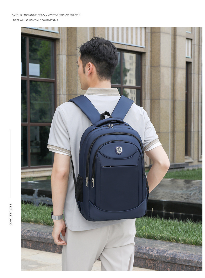 简约商务双肩包男士出行百搭多层旅行背包初高中学生多功能电脑包详情5