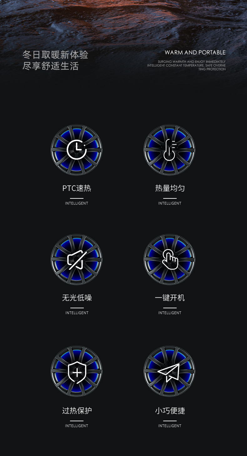 New cross-border household high-power warm air blower, PTC heater, office desktop small electric heater, Quick heating and warmth retention M142 pic 24