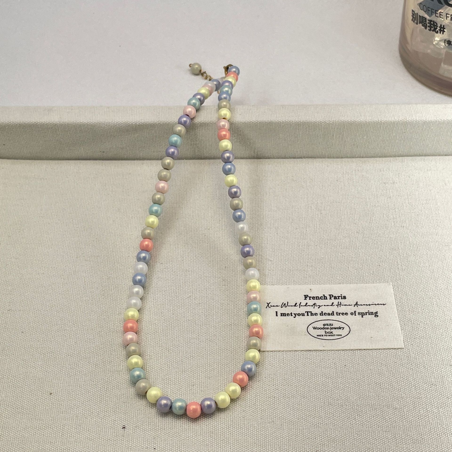 Colorful dopamine pearlescent beaded necklace, a unique design for women, candy color, sweet and high-end, vacation-style necklace pic 7
